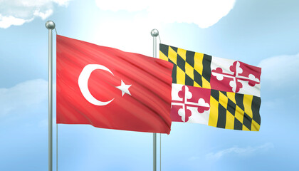 Turkey and Maryland Flag Together A Concept of Relations