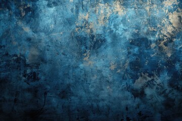 Fototapeta premium A decorative wall with a clock, featuring blue and gold colors
