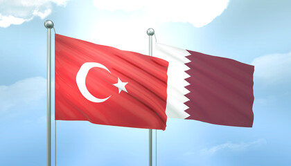 Turkey and Qatar Flag Together A Concept of Relations