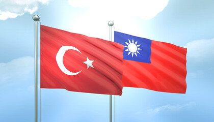 Turkey and Taiwan Flag Together A Concept of Relations