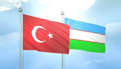 Turkey and Uzbekistan Flag Together A Concept of Relations