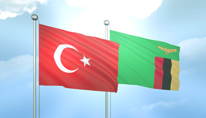 Turkey and Zambia Flag Together A Concept of Relations