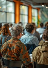 Obraz premium bright photo of a group of adults learning in a class