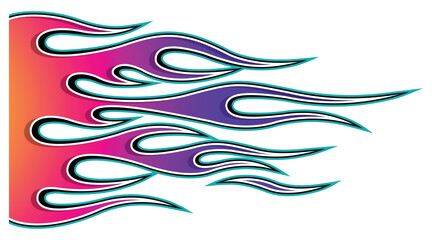 Tribal fire flame race car body side vinyl sticker vector art image eps 10 file. Burning tires and flames sports car decal. Side decoration for car, auto, truck, boat, suv, motorcycle.