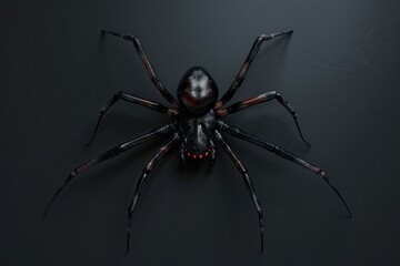 A close-up image of a black widow spider on a dark background