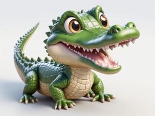Obraz premium cute 3d baby crocodile isolated on white background.