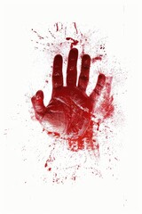 A close-up shot of a bloody hand on a white background, great for use in horror or crime scene images