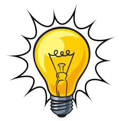 glowing light bulb pinup pop art retro PNG illustration. Idea metaphor. Comic book style imitation. © Oleksandr Pokusai