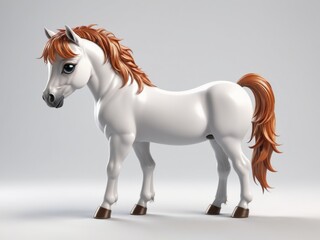 cute 3d baby horse isolated on white background.