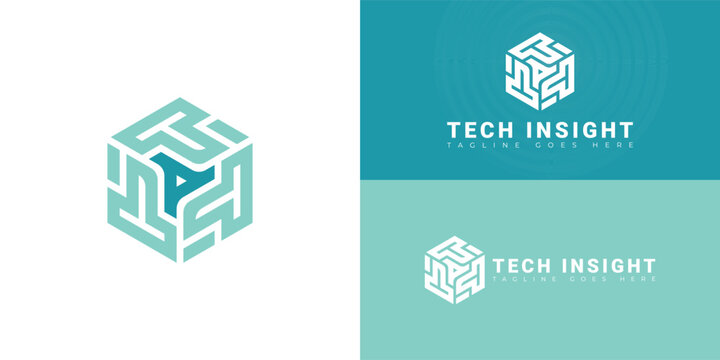 Abstract initial hexagon letter TI or IT logo in blue color isolated on multiple background colors. The logo is suitable for internet and technology business logo design inspiration templates.