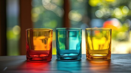 Vibrant Glassware Trio on Colorful Table Setting