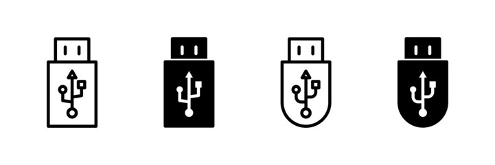 Usb icon vector isolated on white background. Flash disk icon vector