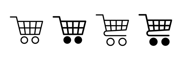 Shopping icon vector isolated on white background. Shopping cart icon. Basket icon. Trolley
