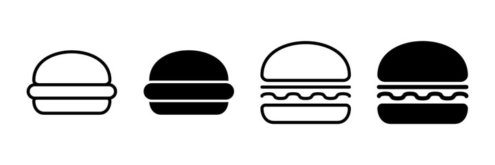 Hamburger icon vector isolated on white background. Burger and hamburger icon. Fast food vector icon
