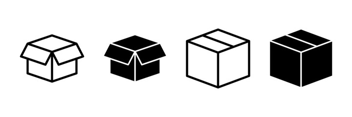 Box icon vector isolated on white background. Cardboard box, packaging open. Box vector icon