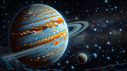 Naklejka premium A solar planet shown in a detailed vector graphic for scientific education
