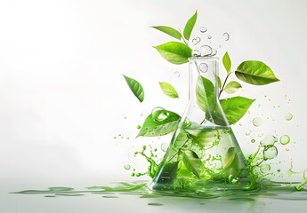 Green Liquid Turning Into Leaves In Beaker