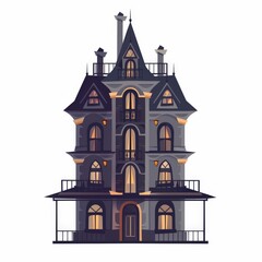 simple spooky hotel illustration, vector art