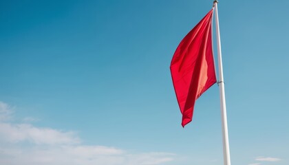 red flag waving on wind