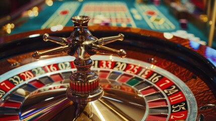 Close-up of a Roulette Wheel in a Casino