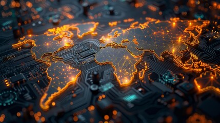 Digital World Global Connectivity in HighTech Circuit Board Map Canon EOS R5 Photography