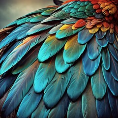 Obraz premium Fondo conformado de muchas plumas de cotorro, multicolor, impresionante