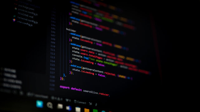 JavaScript Programming Language code in text editor. Prevent hacks in internet security.