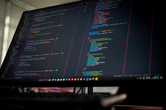 JavaScript Programming language code in text editor. Prevent hacks in internet security.