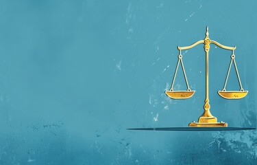 Scales of Justice on Blue Background. Minimalist Law and Justice Concept.
