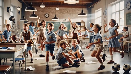 Niños en desorden en clase