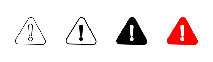 Exclamation danger sign. attention sign icon set. Hazard warning attention sign