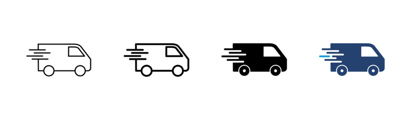 Fast shipping delivery truck icon set. Delivery truck icon. fast delivery icon