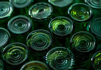 Abstract Green Glass Bottle Textures