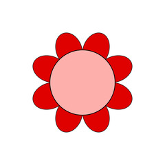 Drawing of one red flower in cartoon.