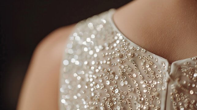 Elegant 1920s evening gown with intricate embellishments, classic flapper style adorned with beads and sequins, exuding timeless glamour