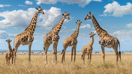 Giraffe Family: A group of giraffes, including adults and calves.