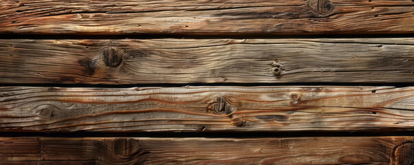 Obraz premium Natural dark brown wooden background, old shabby texture. Rustic wooden backdrop for banner, poster, wallpaper. Abstract grunge texture with copy space. Flay lay, top view