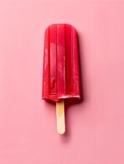 Light Red Popsicle on a summery pink Background with Copy Space