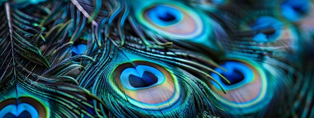 Close-Up Vibrant Peacock Feathers Pattern