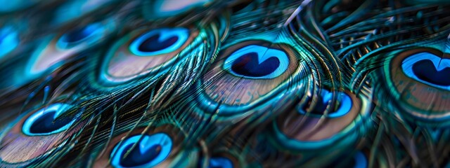 Obraz premium Close-Up Peacock Feathers Vibrant Colors