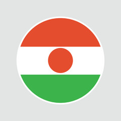 The flag of Niger. Flag icon. Standard color. Round flag. Computer illustration. Vector illustration.	