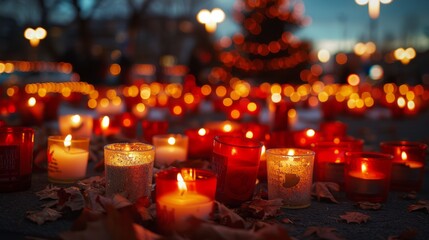 A peaceful demonstration against gun violence, with candles lit in memory of victims