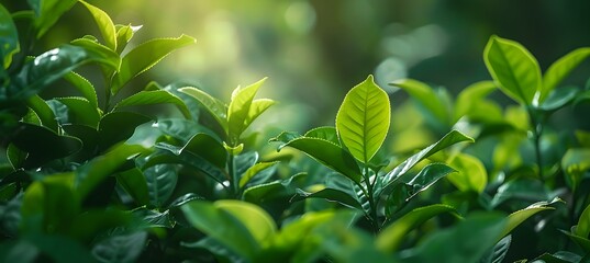 Obraz premium Lush Green Tea Leaves in Fuding Shangyuan Garden