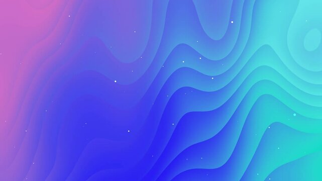 Blue, purple, and green gradient background with wavy lines and white dots.