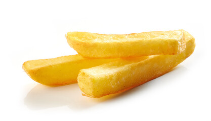 fried potatoes on white background