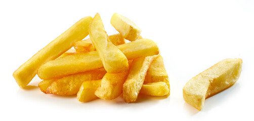 fried potatoes on white background