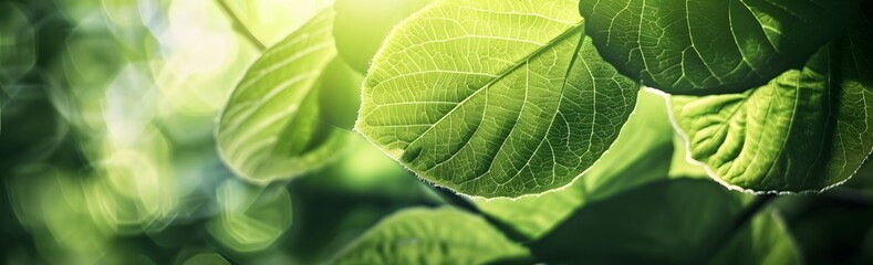 Obraz premium Sunlight Through Vibrant Green Leaves