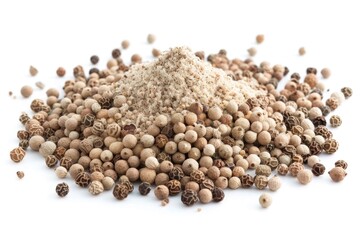 A pile of pepper seeds on a white surface