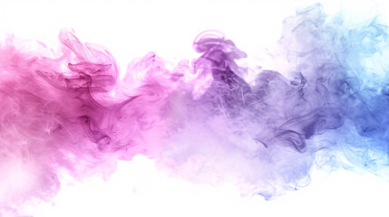 Fototapeta premium Colorful smoke cloud on white background, pink and blue