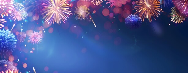 Fototapeta premium Colorful Fireworks Display In Night Sky